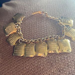 Vintage Ten Commandments goldtone bracelet